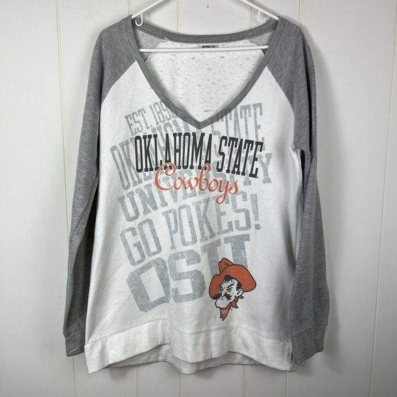 Gear For Sports Women Sweatshirt 2XL Oklahoma State Cowboys VNeck Pokes Baseball - Picture 1 of 8